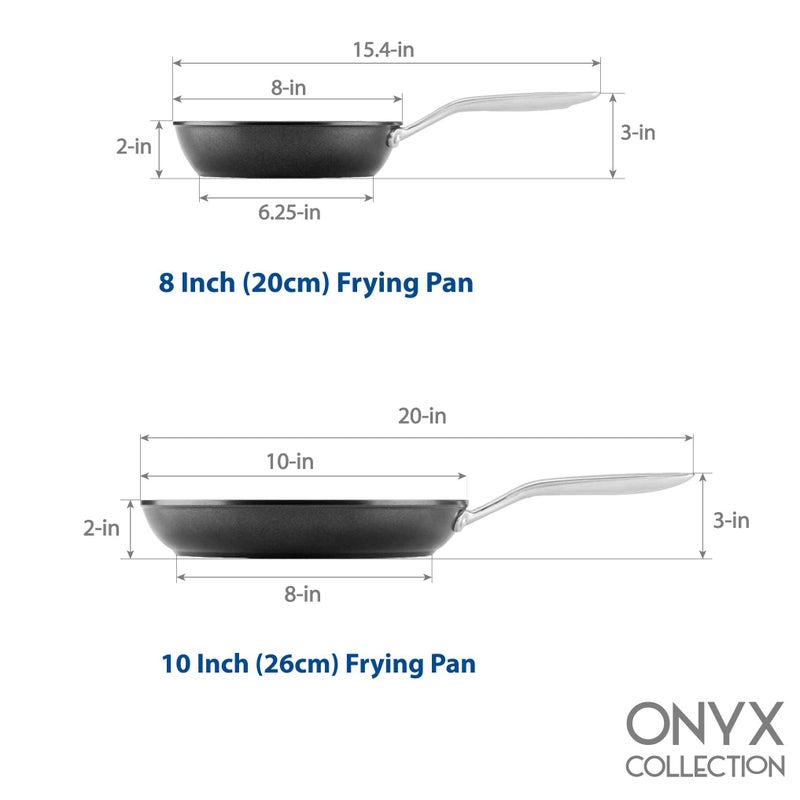 TECHEF - Onyx Collection Nonstick Frying Pan Skillet Set, PFOA-Free, Dishwasher Oven Safe, Stay-Cool Stainless Steel Handle, Induction-Ready, Made in Korea (8-inch and 10-inch) - Image 5